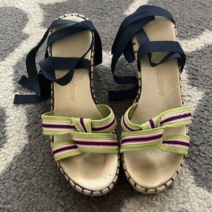 Juicy Couture Shoes | Navy Ribbon Wedges